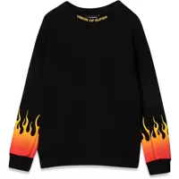 Pulovere casual Black Crewneck With Red Shaded Flames Fete