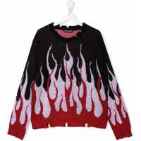 Pulovere Black Sweater With Double Flames Baieti