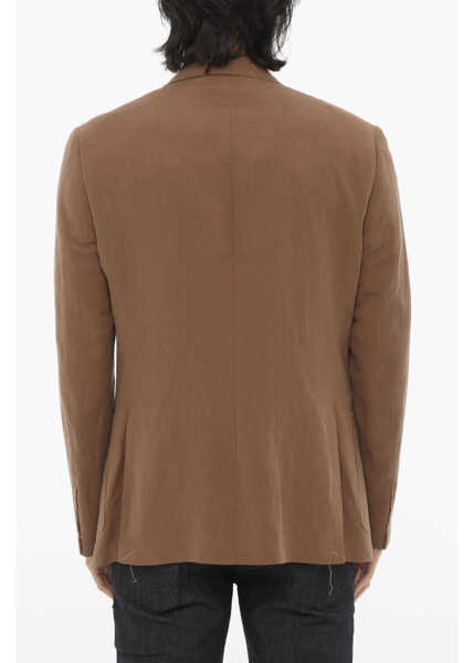 Sacouri CORNELIANI Linen And Silk Half-Lined Gate 2-Button Blazer Brown Barbati (BM 16588725) 2