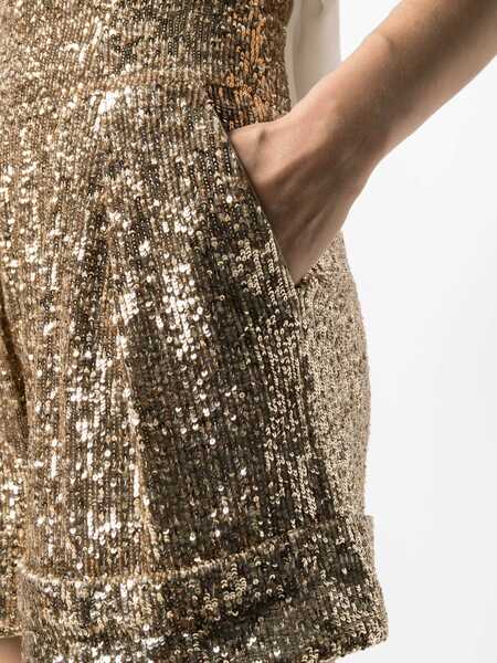 Pantaloni scurti Balmain Double-Pleated High-Waisted Sequined Shorts Gold Femei (BM 16588731) 5