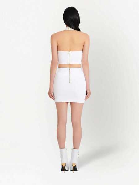 Fuste scurte Balmain Knitted Bondage Miniskirt With Tape Detail White Femei (BM 16588746) 4