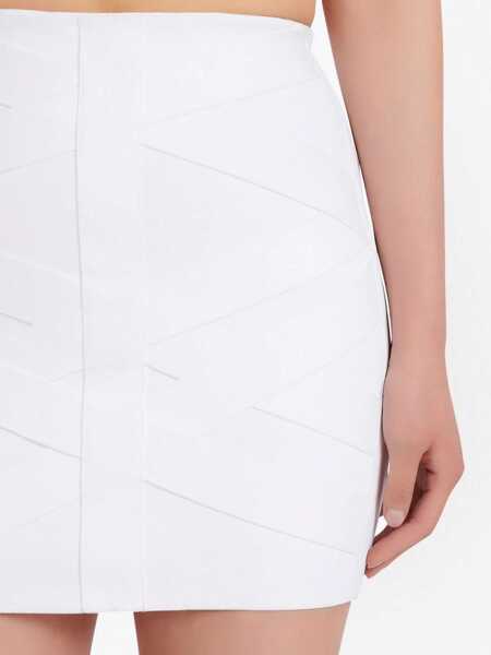 Fuste scurte Balmain Knitted Bondage Miniskirt With Tape Detail White Femei (BM 16588746) 5