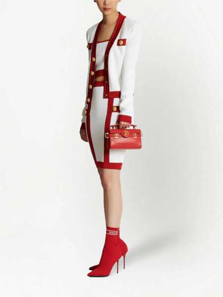 Sutiene Balmain Knitted Crop Top With Logoed Buttons White Femei (BM 16588776) 2