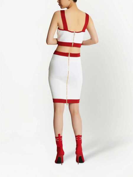 Sutiene Balmain Knitted Crop Top With Logoed Buttons White Femei (BM 16588776) 4