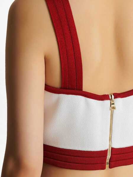 Sutiene Balmain Knitted Crop Top With Logoed Buttons White Femei (BM 16588776) 5