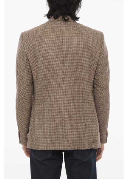 Sacouri CORNELIANI Cc Collection Houndstooth Motif Virgin Wool 2-Button Blazer Brown Barbati (BM 16588785) 2