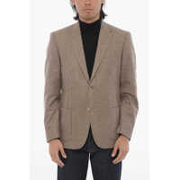 Sacouri CORNELIANI Cc Collection Houndstooth Motif Virgin Wool 2-Button Blazer