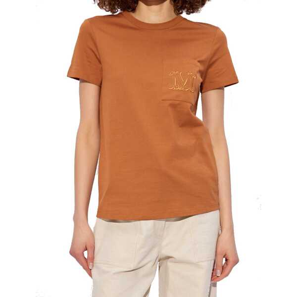 Tricouri Max Mara Max Mara Papaia Cotton Logo T-Shirt Brown Femei (BM 16588869) 2