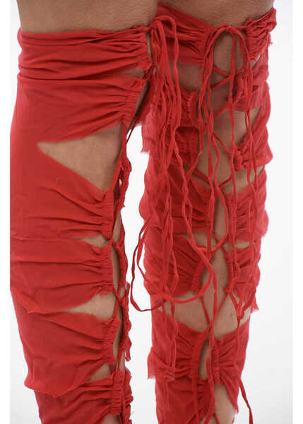 Sosete Maison Margiela Silk Blend Lace-Up Tabi Thing-Highs Red Femei (BM 16588881) 4