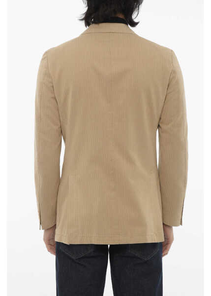 Sacouri CORNELIANI Id Herringbone Silk And Cashmere Blazer Beige Barbati (BM 16588914) 2