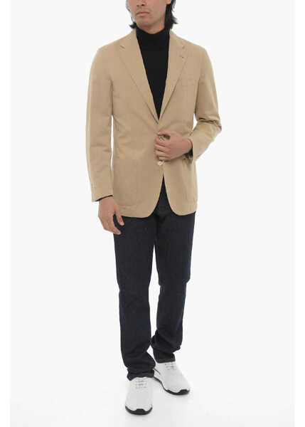 Sacouri CORNELIANI Id Herringbone Silk And Cashmere Blazer Beige Barbati (BM 16588914) 4