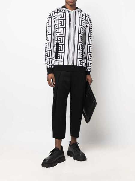 Pantaloni casual Balmain Single-Pleated Jacquard Viscose Pants With Monogram Motif Black Barbati (BM 16588950) 2