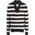 Balmain Mock Neck Awning Striped Sweater With Half Zip Black & White