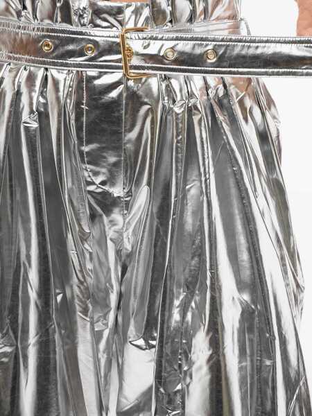 Pantaloni casual Balmain Pleated High-Waisted Baggy-Fit Pants Metallic Effect Silver Femei (BM 16588974) 4
