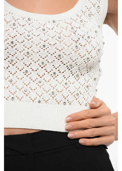 Maiouri John Richmond Openwork Buio Top With Crystal Application White Femei (BM 16589115) 3
