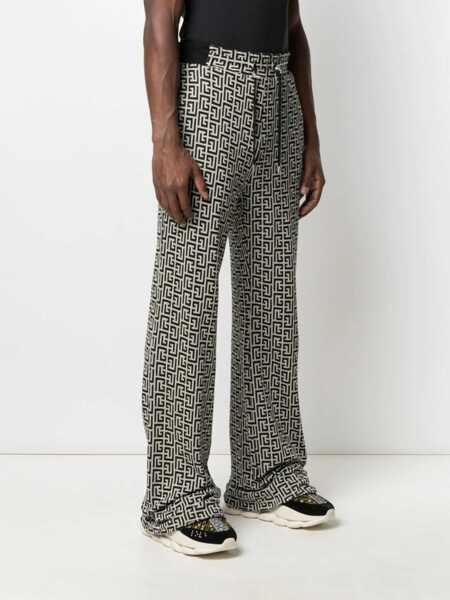 Pantaloni de trening Balmain Double Jersey Sweatpants With Monogram Motif Black & White Barbati (BM 16589172) 3