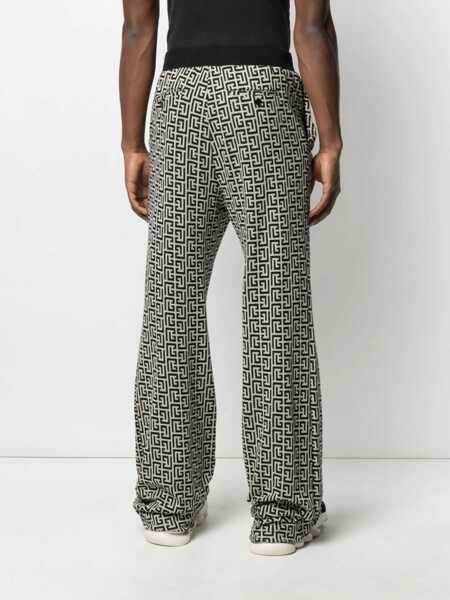 Pantaloni de trening Balmain Double Jersey Sweatpants With Monogram Motif Black & White Barbati (BM 16589172) 4