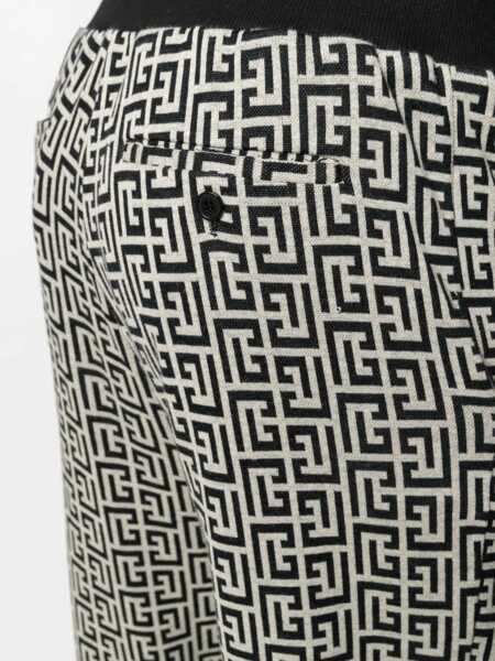 Pantaloni de trening Balmain Double Jersey Sweatpants With Monogram Motif Black & White Barbati (BM 16589172) 5