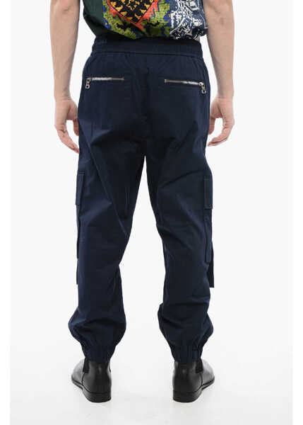 Pantaloni casual Balmain Cotton Cargo Pants With Drawstringed Waist Blue Barbati (BM 16589202) 2