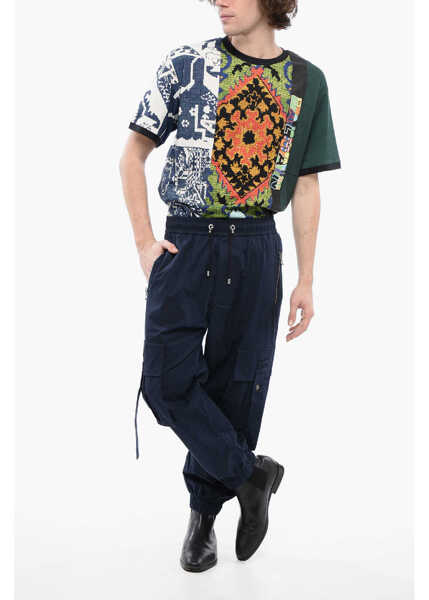 Pantaloni casual Balmain Cotton Cargo Pants With Drawstringed Waist Blue Barbati (BM 16589202) 4