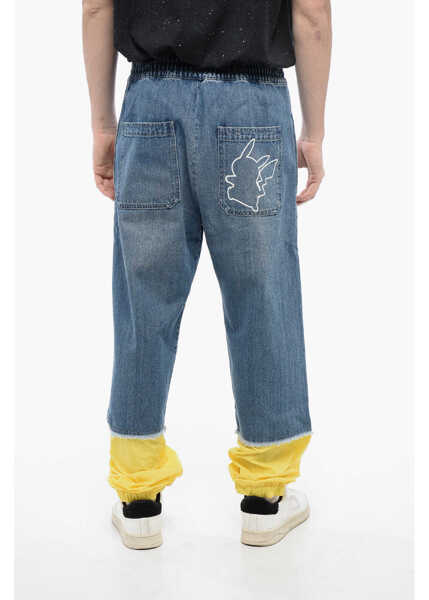 Pantaloni scurti Balmain Balmain X Pokemon Denim Gaucho Shorts With Elastic Waistband Light Blue Barbati (BM 16589214) 2