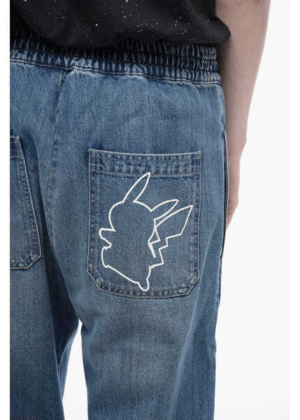 Pantaloni scurti Balmain Balmain X Pokemon Denim Gaucho Shorts With Elastic Waistband Light Blue Barbati (BM 16589214) 3