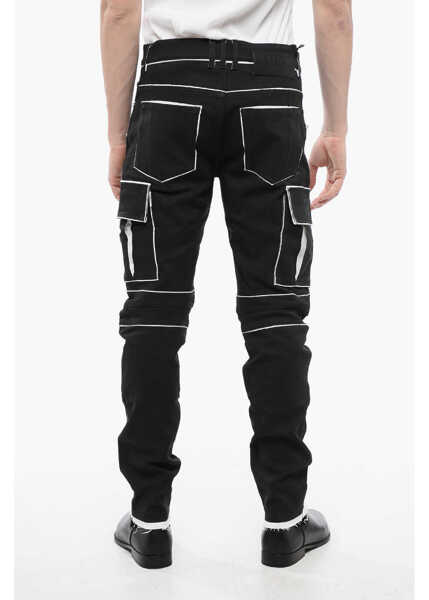 Pantaloni casual Balmain Coated Cotton Cargo Pants With Contrasting Details Black Barbati (BM 16589358) 2