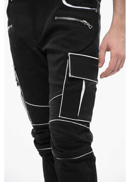 Pantaloni casual Balmain Coated Cotton Cargo Pants With Contrasting Details Black Barbati (BM 16589358) 3