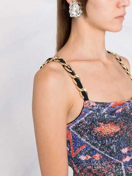 Rochii lungi Balmain Sequined Dress With Chains And Deep Slit Orange Femei (BM 16589379) 5