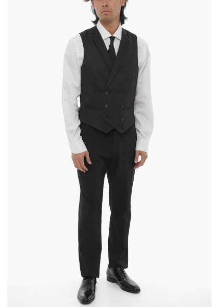 Veste costum CORNELIANI Cc Collection Wool Blend Jacquard Cerim.reward Double Breast Black Barbati (BM 16589406) 4