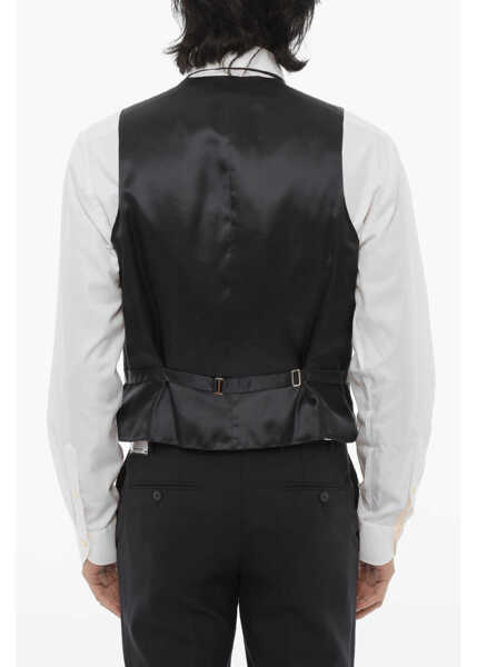 Veste costum CORNELIANI Trend Solid Color Virgin Wool Waistcoat With Jetted Pocket Blue Barbati (BM 16589409) 2