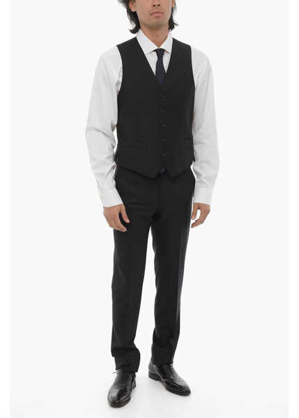 Veste costum CORNELIANI Trend Solid Color Virgin Wool Waistcoat With Jetted Pocket Blue Barbati (BM 16589409) 4