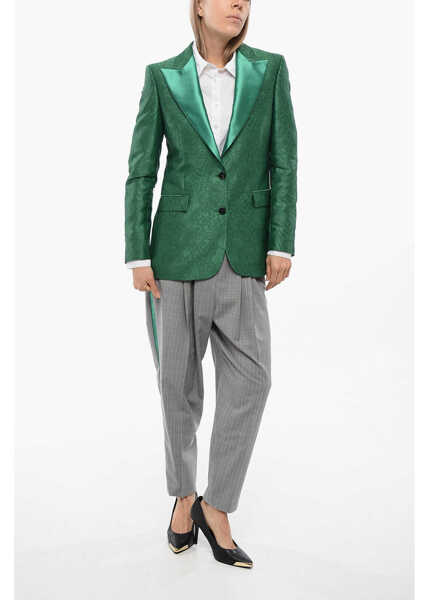 Sacouri John Richmond Embroidered Ranbu Blazer With Peak Lapel Green Femei (BM 16589490) 4