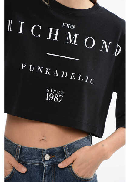 Tricouri John Richmond Cropped Genya T-Shirt With Oversized Fit Black Femei (BM 16589493) 3