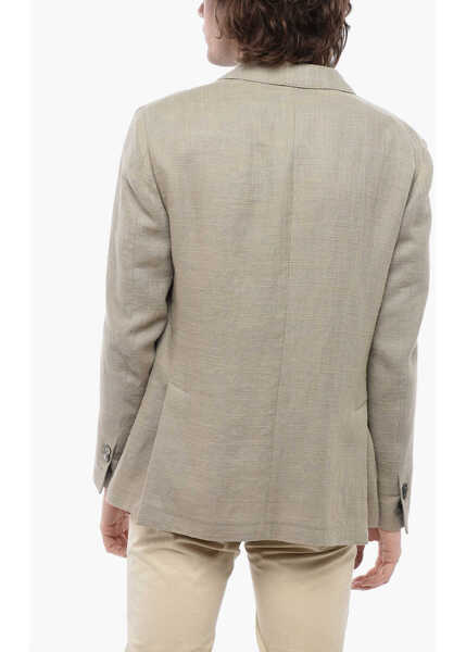 Sacouri CORNELIANI Id Unlined Linen Blend Blazer With Patch Pockets Green Barbati (BM 16589520) 2