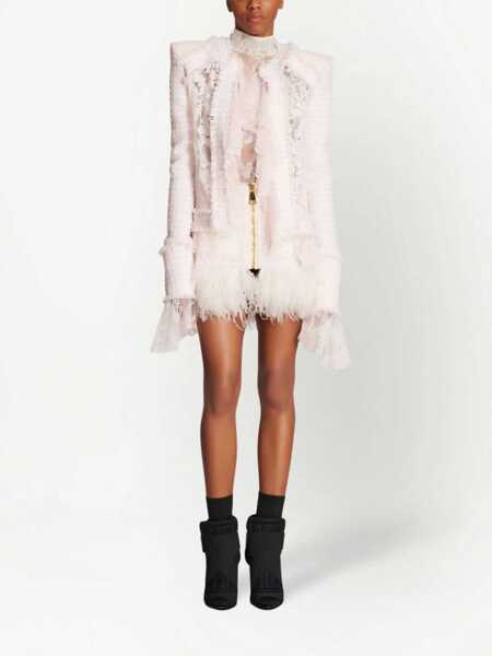 Fuste scurte Balmain Feathered Bottom Tweed Miniskirt White Femei (BM 16589568) 2