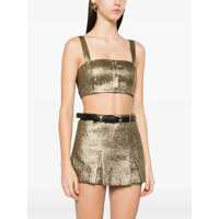 Imbracaminte Dama pagina 515 - Topuri Self-Portrait Self-Portrait Metallic Jacquard Crop Top GOLD Femei (BM 16590933) - B-mall.ro