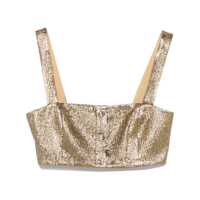 Topuri Self-Portrait Metallic Jacquard Crop Top Femei