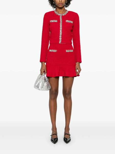 Cardigane Self-Portrait Self-Portrait Textured Knit Cardigan RED Femei (BM 16590945) 2