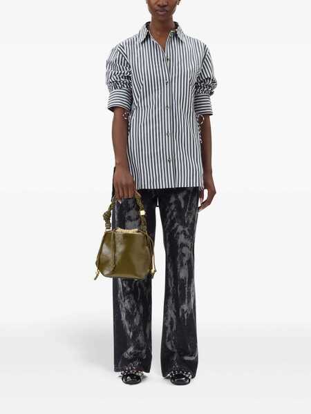 Camasi Ganni Ganni Stripe Tie String Shirt BLACK STRIPES Femei (BM 16590999) 2