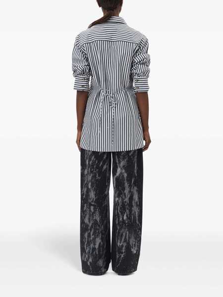 Camasi Ganni Ganni Stripe Tie String Shirt BLACK STRIPES Femei (BM 16590999) 4