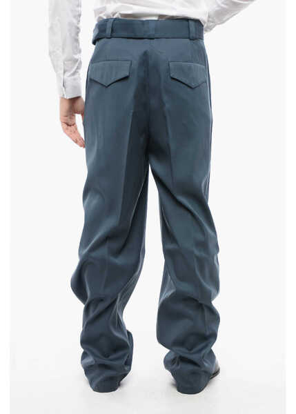 Pantaloni casual Jil Sander Straight Leg Virgin Wool Pants With Belt Blue Barbati (BM 16595697) 2