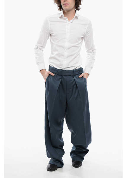 Pantaloni casual Jil Sander Straight Leg Virgin Wool Pants With Belt Blue Barbati (BM 16595697) 4