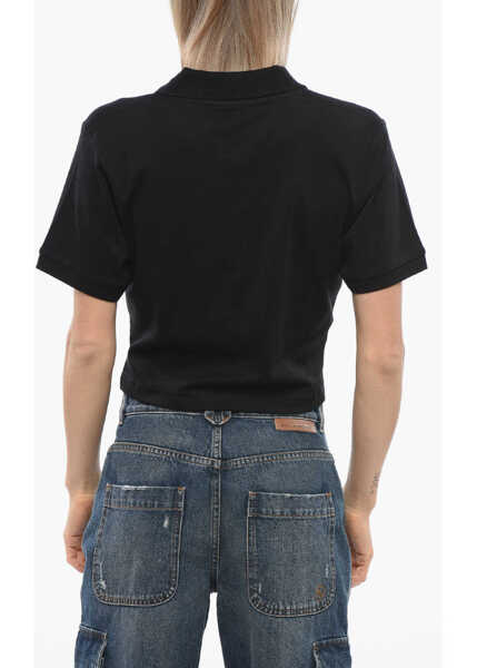 Tricouri Polo John Richmond Cropped Aicardi Polo With Ton-Sur-Ton Embroidery Black Femei (BM 16595703) 2