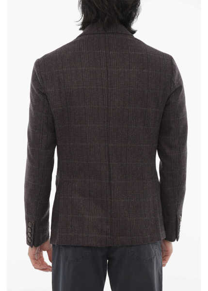 Sacouri CORNELIANI Cc Collection District Check Wool Blend Blazer Burgundy Barbati (BM 16595733) 2