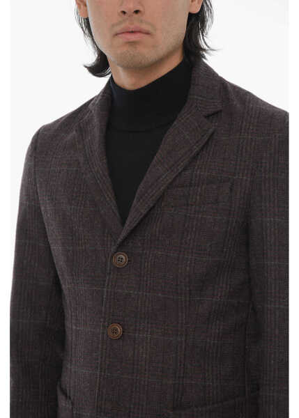 Sacouri CORNELIANI Cc Collection District Check Wool Blend Blazer Burgundy Barbati (BM 16595733) 3