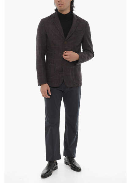 Sacouri CORNELIANI Cc Collection District Check Wool Blend Blazer Burgundy Barbati (BM 16595733) 4
