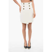 Fuste scurte Crepe-De-Chine High-Waisted Skirt With Jewel Buttons Femei