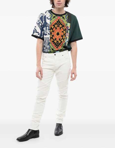 Blugi drepti Balmain Tapered Fit Biker Denims With Belt Loops 15Cm White Barbati (BM 16595784) 2