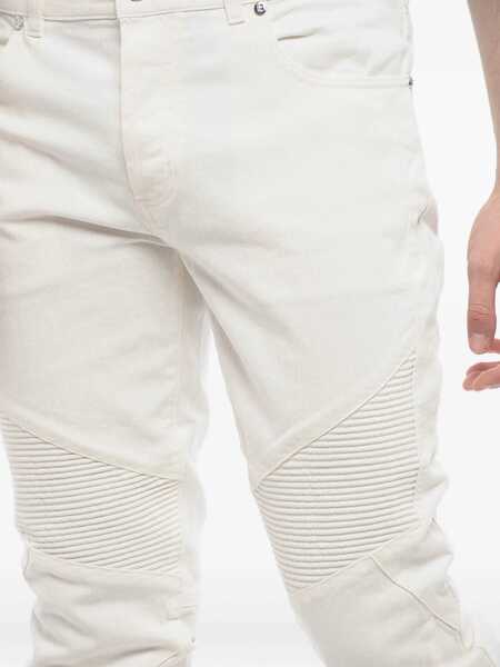 Blugi drepti Balmain Tapered Fit Biker Denims With Belt Loops 15Cm White Barbati (BM 16595784) 4